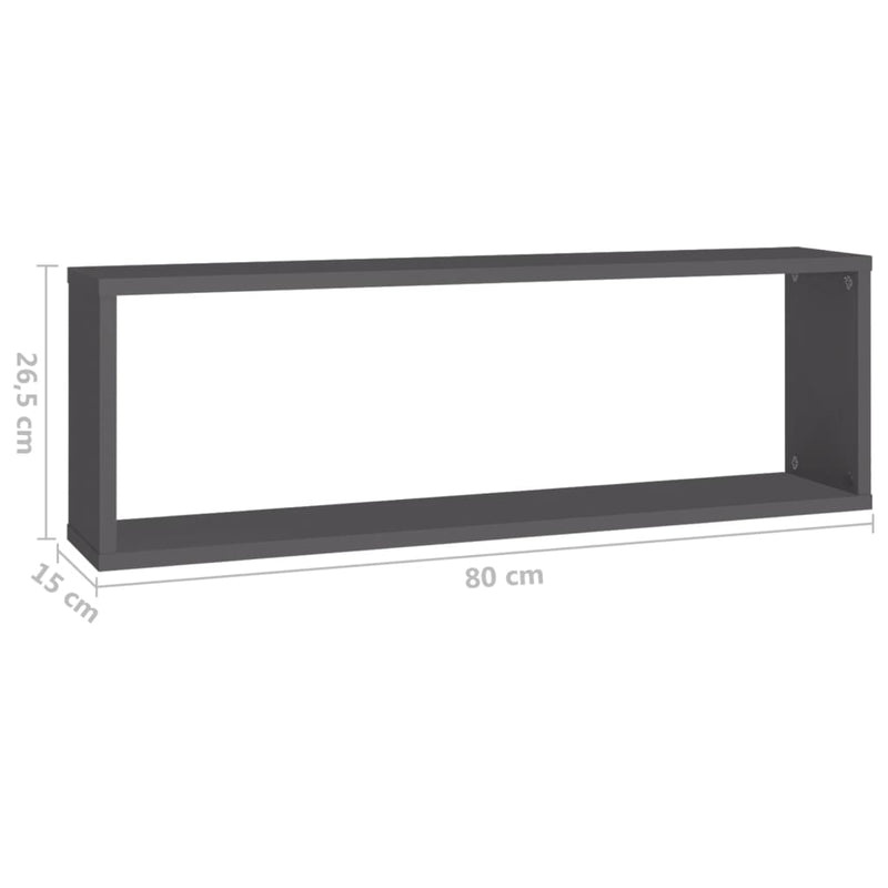 Wall Cube Shelves 4 pcs Grey 80x15x26.5 cm Engineered Wood Payday Deals