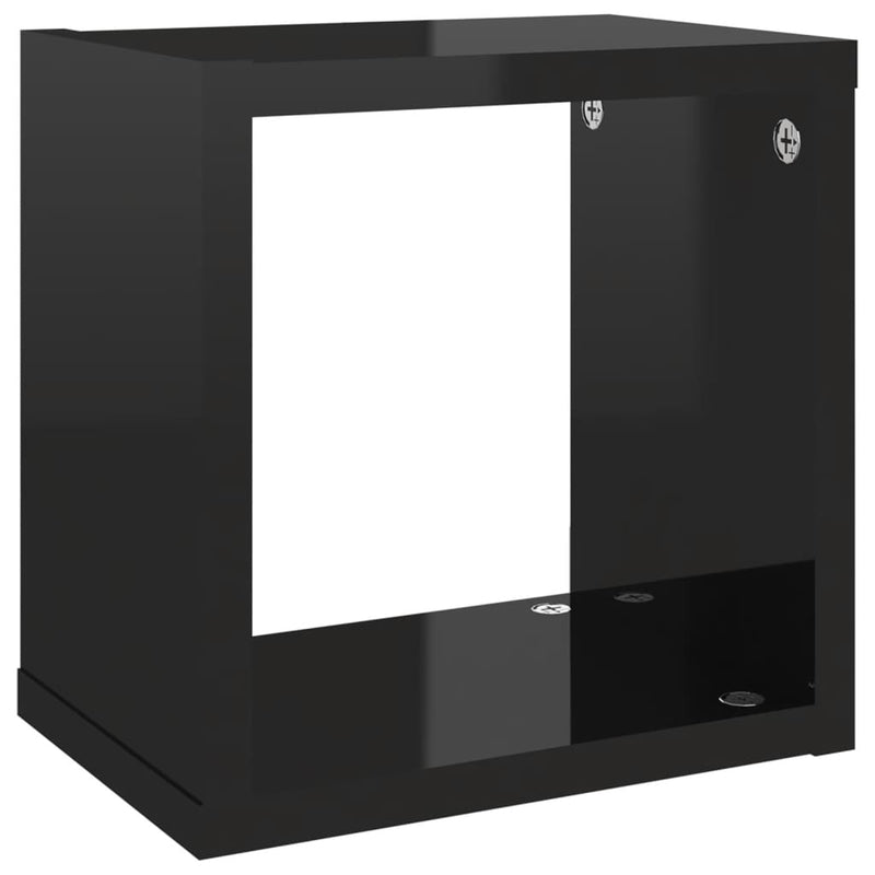 Wall Cube Shelves 4 pcs High Gloss Black 22x15x22 cm Payday Deals