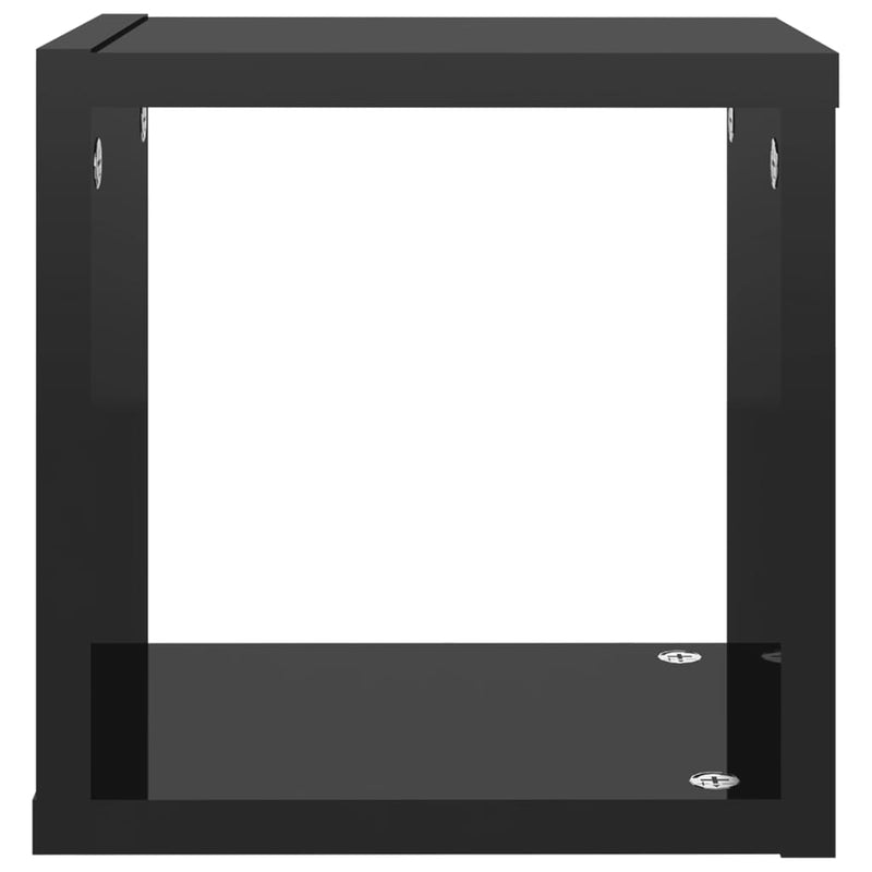 Wall Cube Shelves 4 pcs High Gloss Black 22x15x22 cm Payday Deals