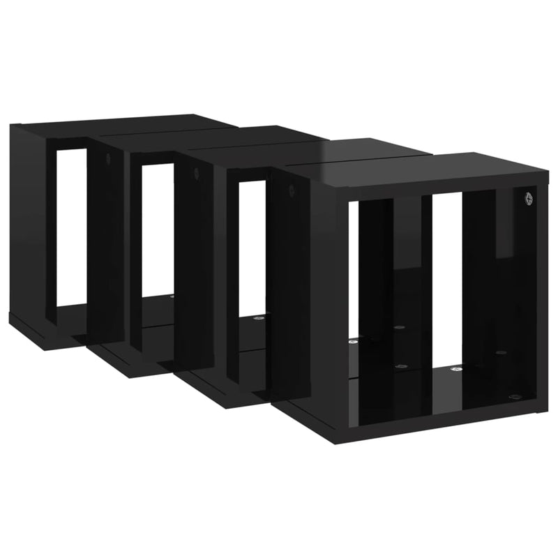 Wall Cube Shelves 4 pcs High Gloss Black 26x15x26 cm Payday Deals