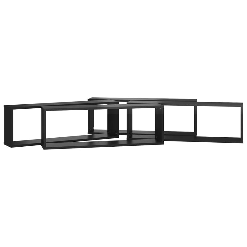 Wall Cube Shelves 4 pcs High Gloss Black 80x15x26.5cm Engineered Wood Payday Deals