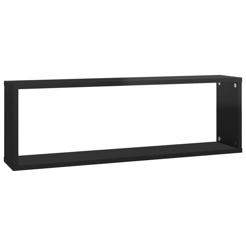 Wall Cube Shelves 4 pcs High Gloss Black 80x15x26.5cm Engineered Wood Payday Deals