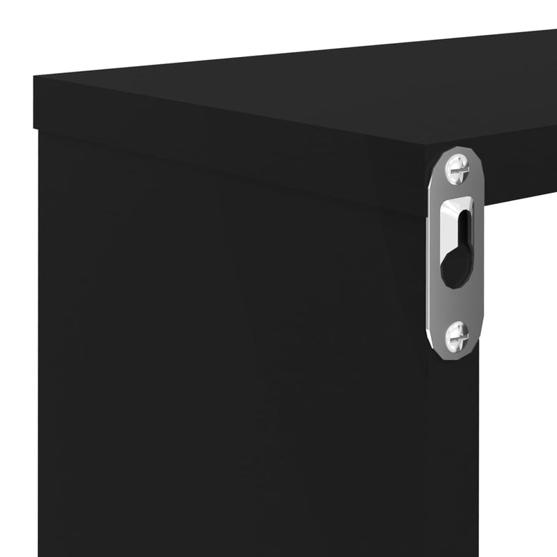 Wall Cube Shelves 4 pcs High Gloss Black 80x15x26.5cm Engineered Wood Payday Deals