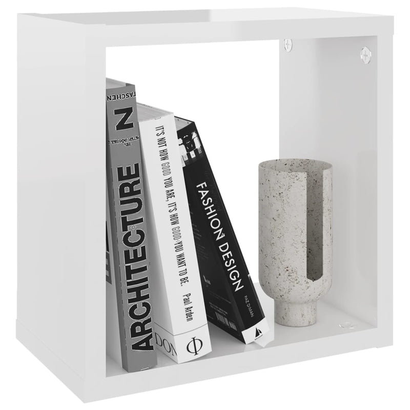 Wall Cube Shelves 4 pcs High Gloss White 26x15x26 cm Payday Deals