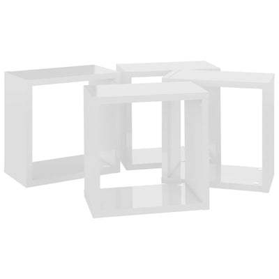 Wall Cube Shelves 4 pcs High Gloss White 26x15x26 cm Payday Deals