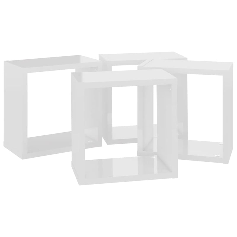 Wall Cube Shelves 4 pcs High Gloss White 26x15x26 cm Payday Deals