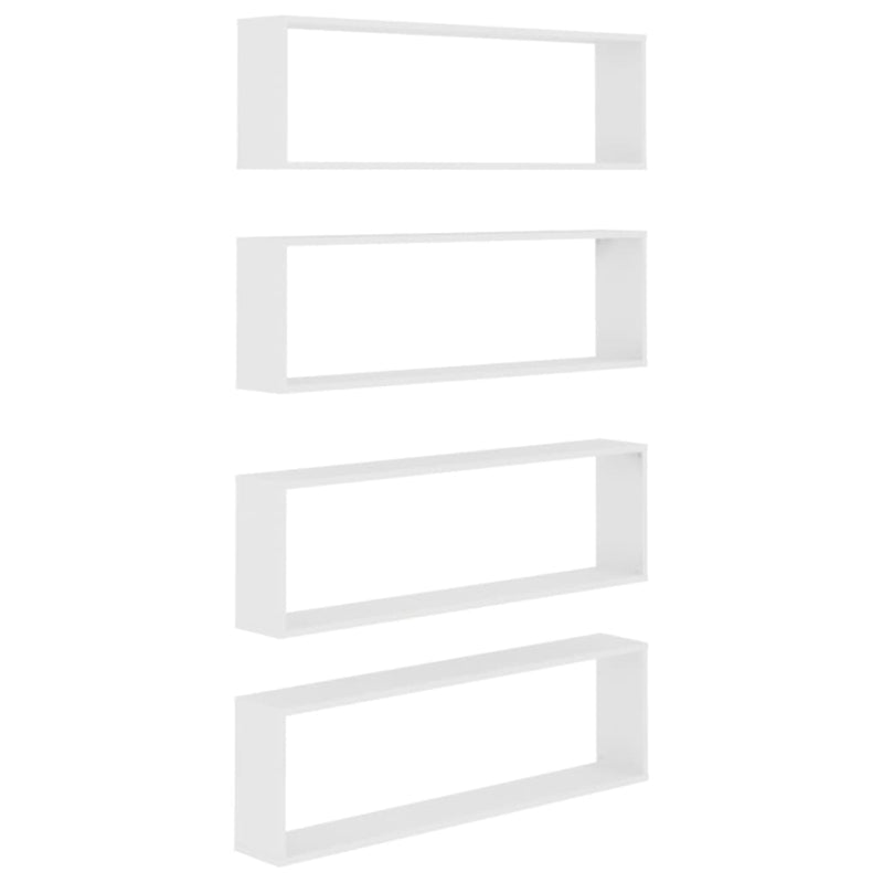 Wall Cube Shelves 4 pcs White 100x15x30 cm Engineered Wood Payday Deals