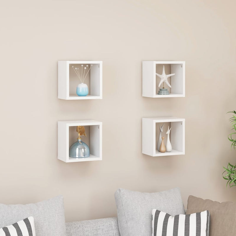 Wall Cube Shelves 4 pcs White 22x15x22 cm Payday Deals