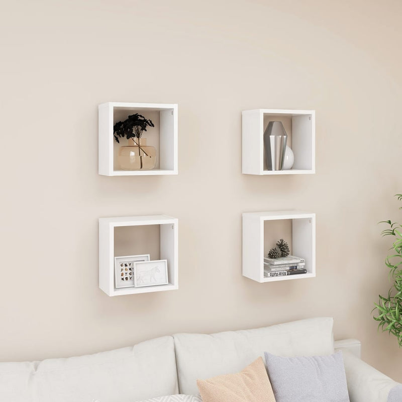 Wall Cube Shelves 4 pcs White 26x15x26 cm Payday Deals