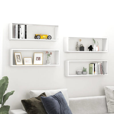 Wall Cube Shelves 4 pcs White 80x15x26.5 cm Engineered Wood Payday Deals
