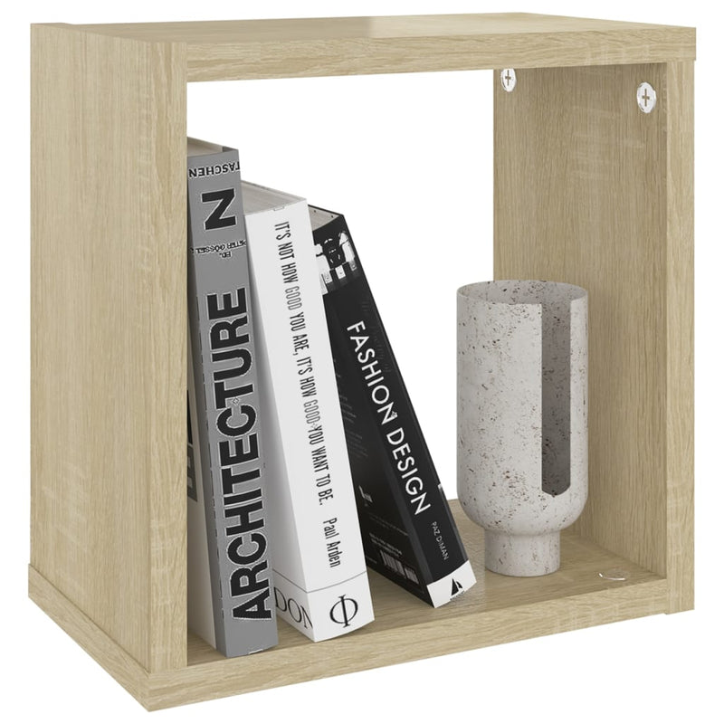 Wall Cube Shelves 4 pcs White and Sonoma Oak 26x15x26 cm Payday Deals
