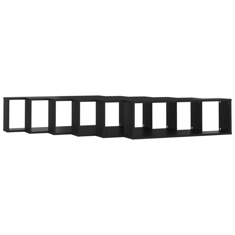 Wall Cube Shelves 6 pcs Black 80x15x26.5 cm Engineered Wood Payday Deals