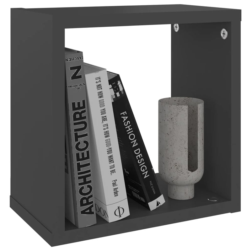 Wall Cube Shelves 6 pcs Grey 26x15x26 cm Payday Deals