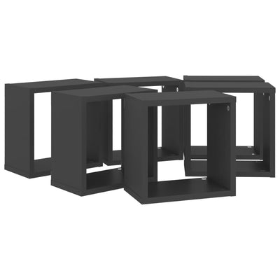 Wall Cube Shelves 6 pcs Grey 26x15x26 cm Payday Deals