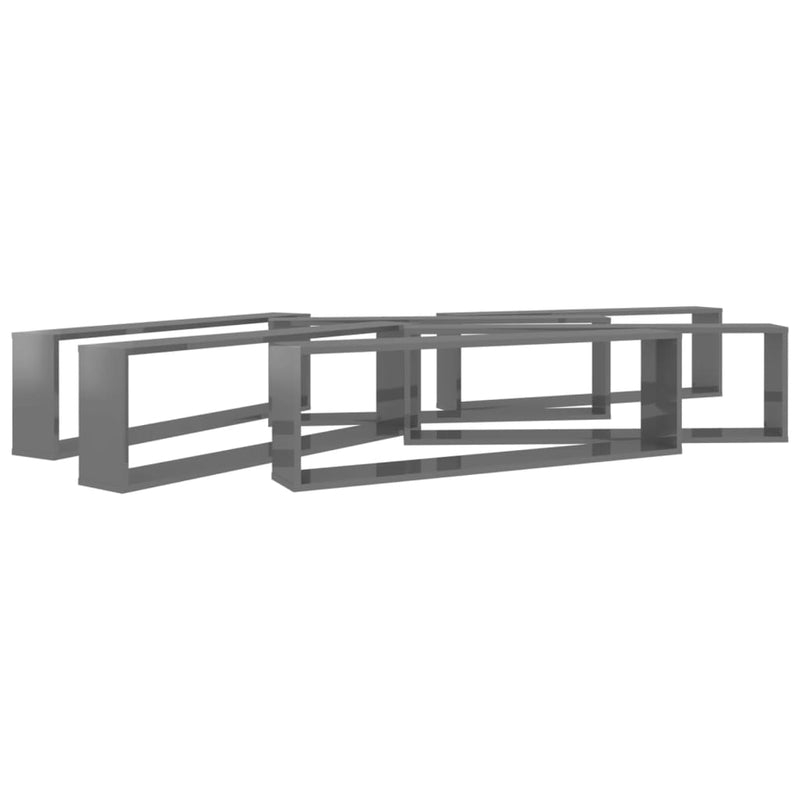 Wall Cube Shelves 6 pcs High Gloss Grey 100x15x30 cm Engineered Wood Payday Deals
