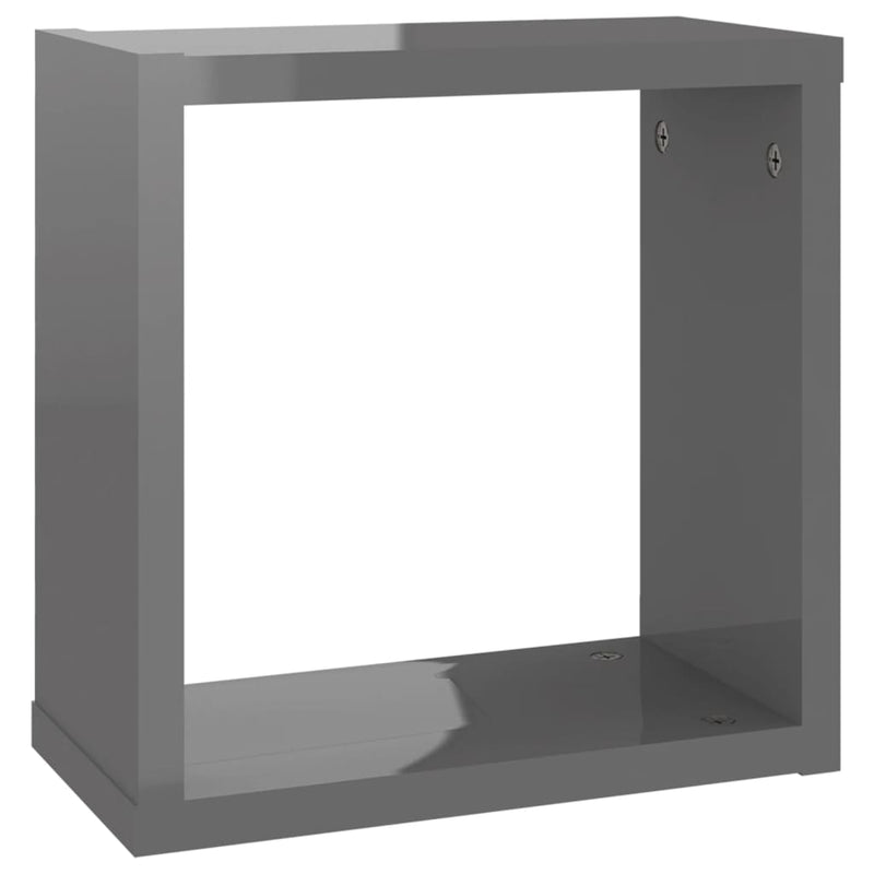 Wall Cube Shelves 6 pcs High Gloss Grey 30x15x30 cm Payday Deals