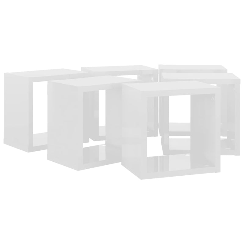Wall Cube Shelves 6 pcs High Gloss White 22x15x22 cm Payday Deals