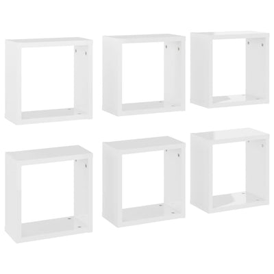 Wall Cube Shelves 6 pcs High Gloss White 30x15x30 cm Payday Deals