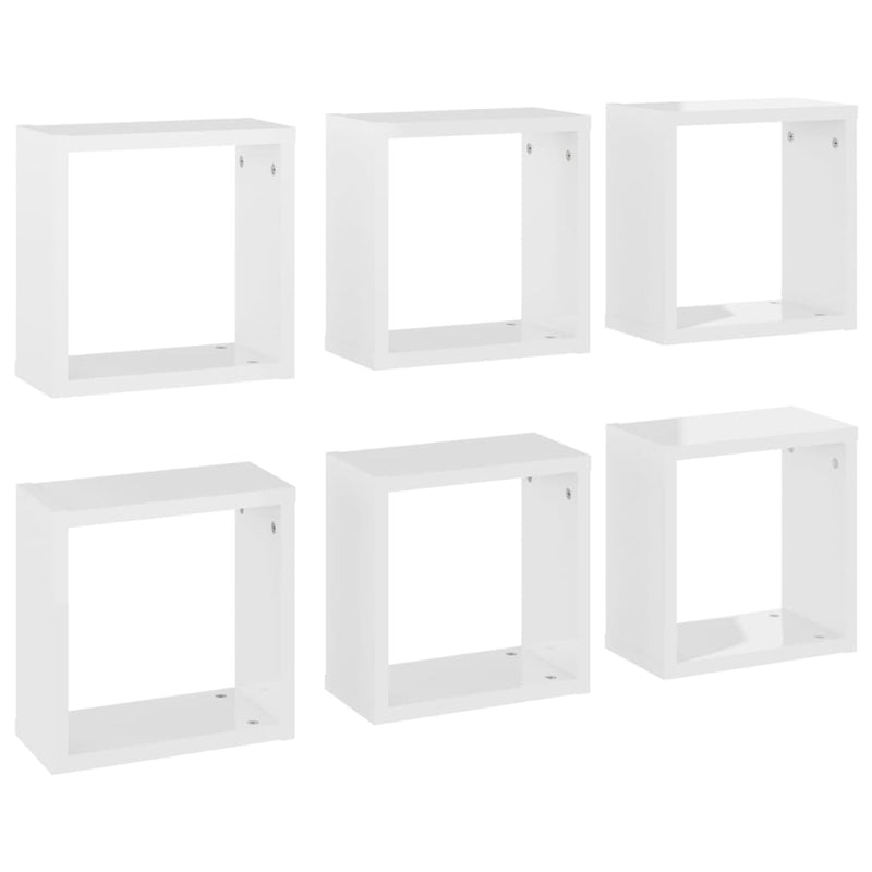 Wall Cube Shelves 6 pcs High Gloss White 30x15x30 cm Payday Deals