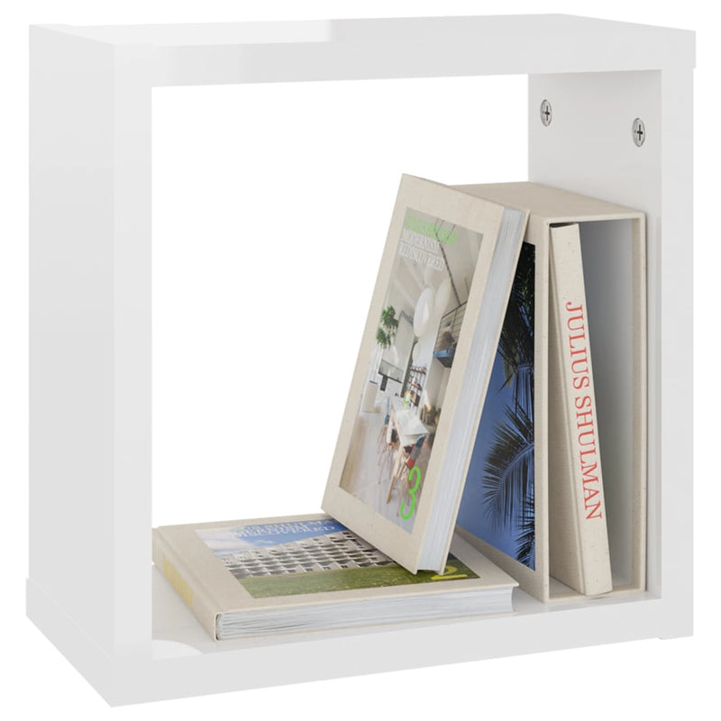 Wall Cube Shelves 6 pcs High Gloss White 30x15x30 cm Payday Deals