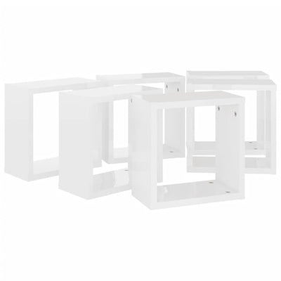Wall Cube Shelves 6 pcs High Gloss White 30x15x30 cm Payday Deals
