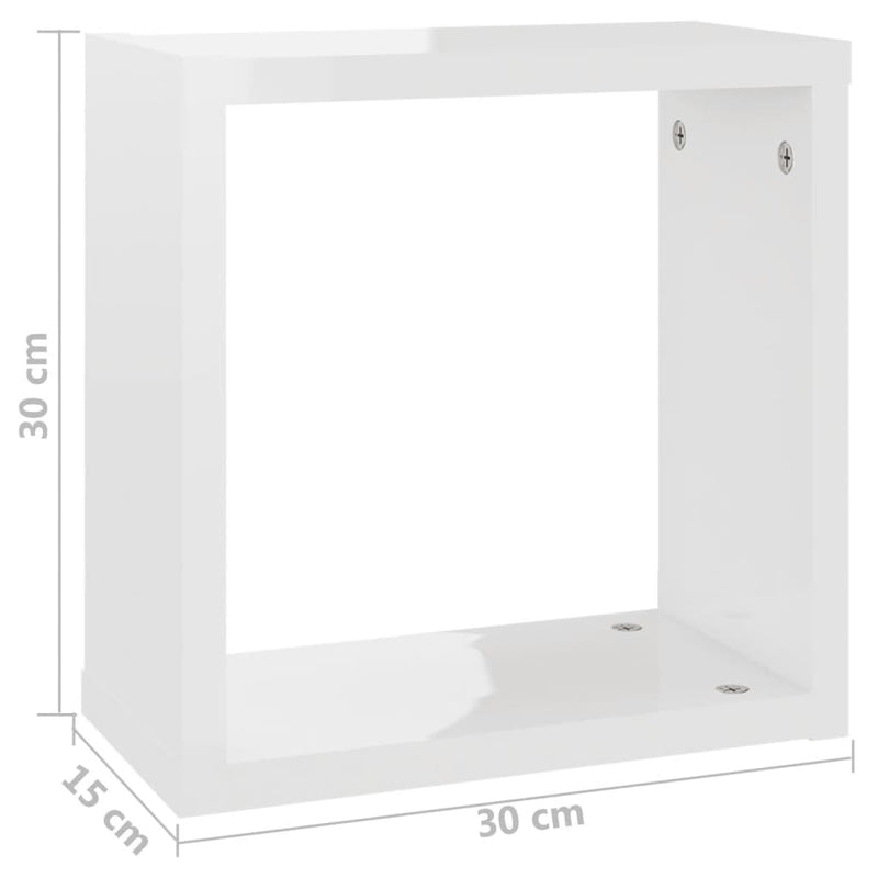 Wall Cube Shelves 6 pcs High Gloss White 30x15x30 cm Payday Deals