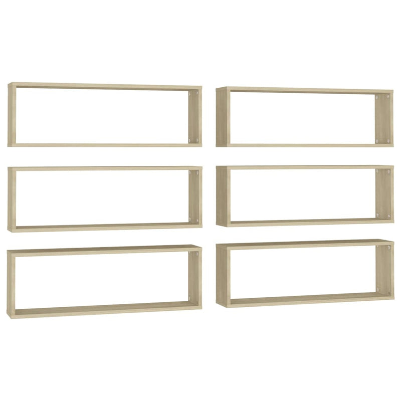 Wall Cube Shelves 6 pcs Sonoma Oak 80x15x26.5 cm Engineered Wood Payday Deals