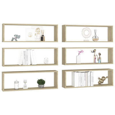 Wall Cube Shelves 6 pcs Sonoma Oak 80x15x26.5 cm Engineered Wood Payday Deals