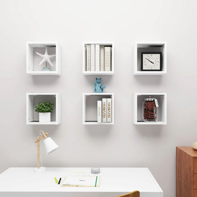 Wall Cube Shelves 6 pcs White 30x15x30 cm Payday Deals