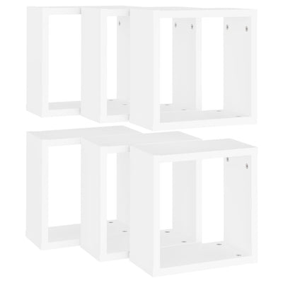 Wall Cube Shelves 6 pcs White 30x15x30 cm Payday Deals