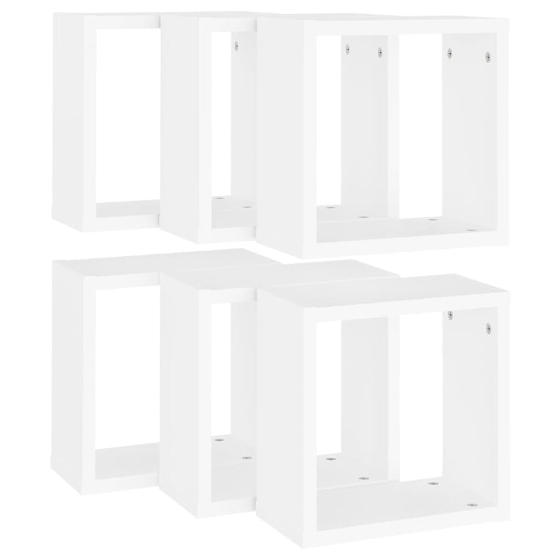 Wall Cube Shelves 6 pcs White 30x15x30 cm Payday Deals