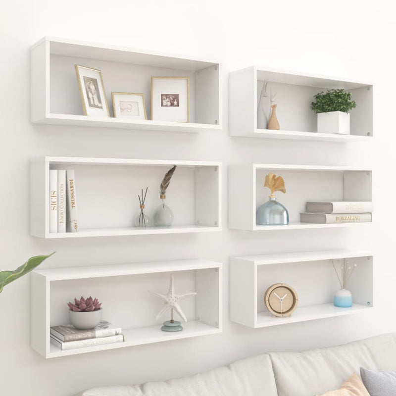 Wall Cube Shelves 6 pcs White 60x15x23 cm Engineered Wood Payday Deals