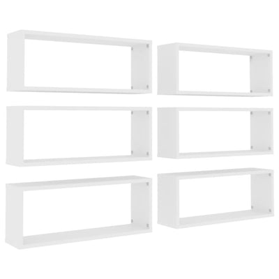 Wall Cube Shelves 6 pcs White 60x15x23 cm Engineered Wood Payday Deals