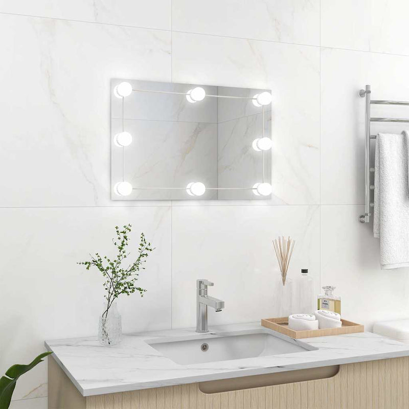 Wall Mirror with LED Lights Rectangular Glass Payday Deals