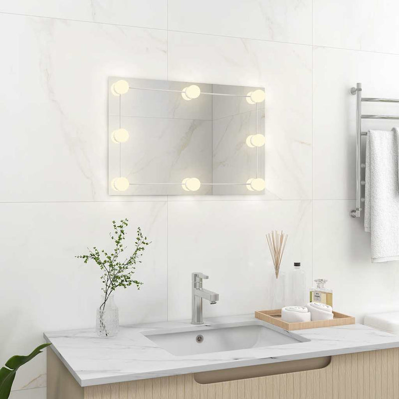 Wall Mirror with LED Lights Rectangular Glass Payday Deals