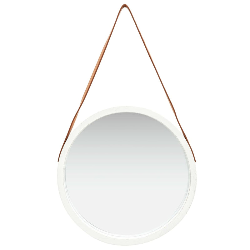 Wall Mirror with Strap 50 cm White Payday Deals