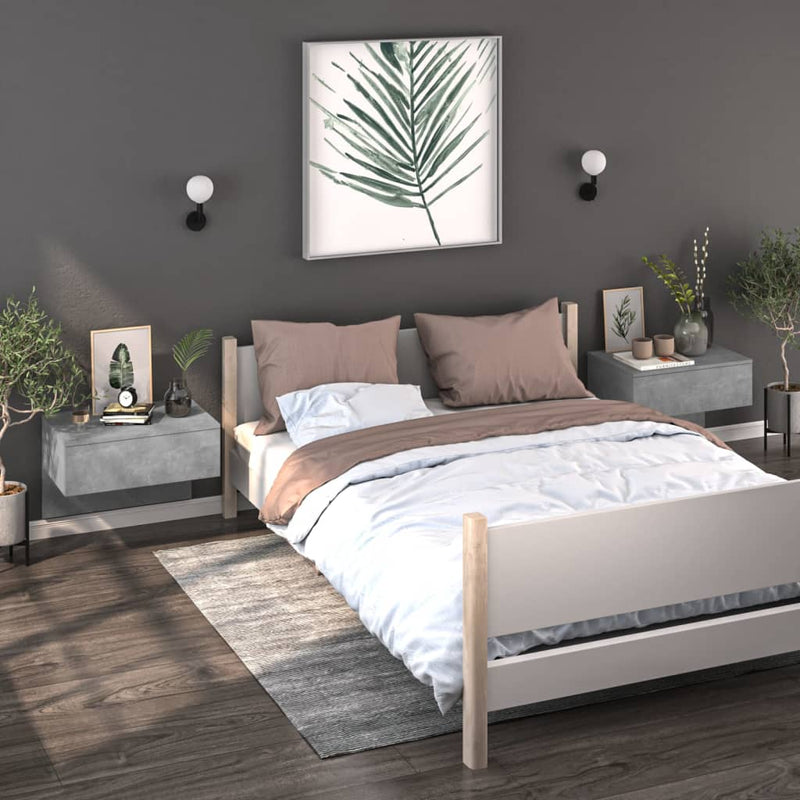 Wall-mounted Bedside Cabinet Concrete Grey Payday Deals