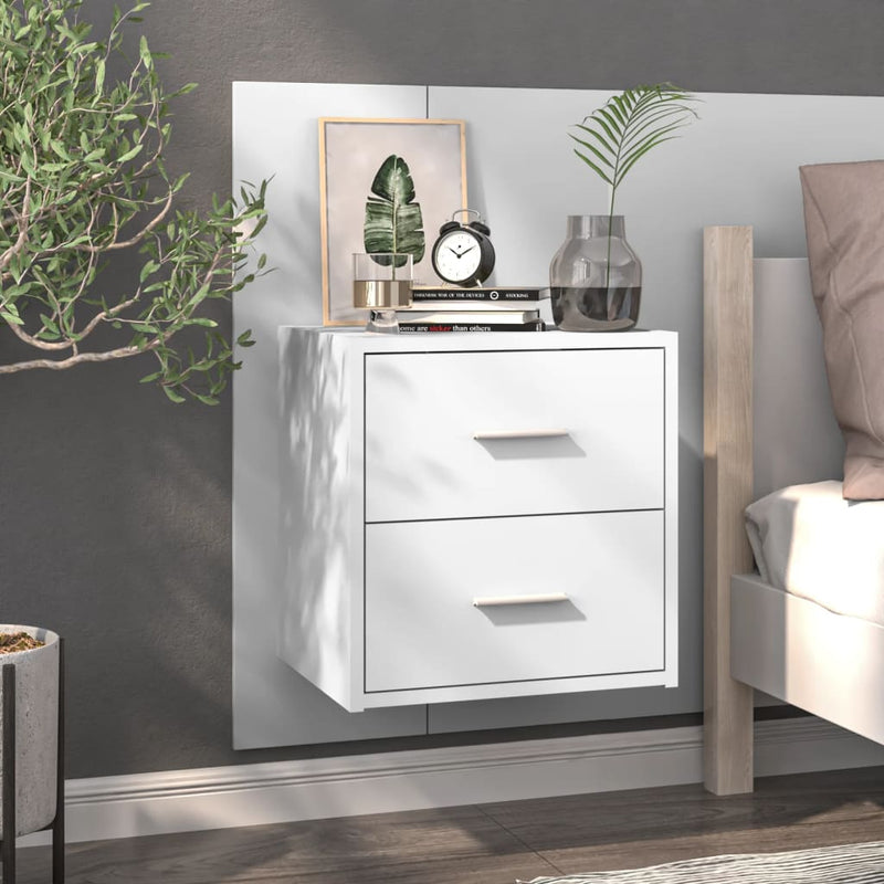 Wall-mounted Bedside Cabinet High Gloss White Payday Deals