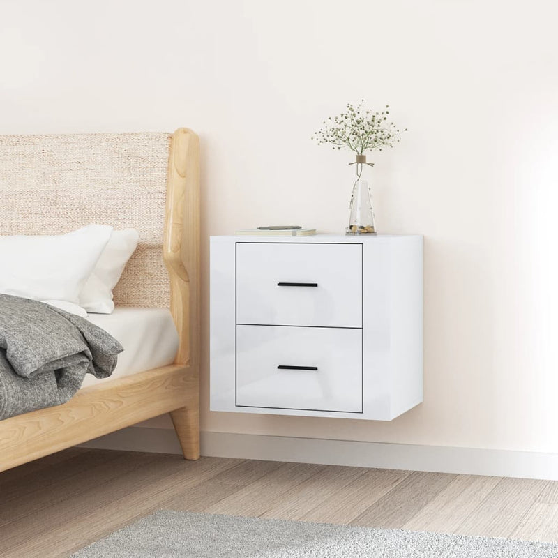 Wall-mounted Bedside Cabinet High Gloss White 50x36x47 cm Payday Deals