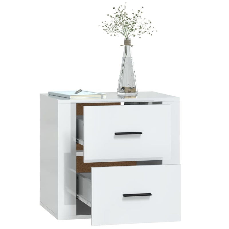 Wall-mounted Bedside Cabinet High Gloss White 50x36x47 cm Payday Deals