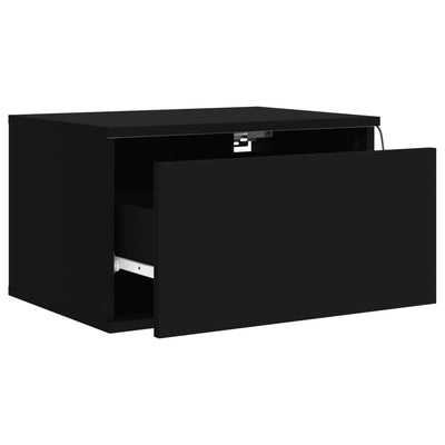 Wall-mounted Bedside Cabinet with LED Lights Black Payday Deals