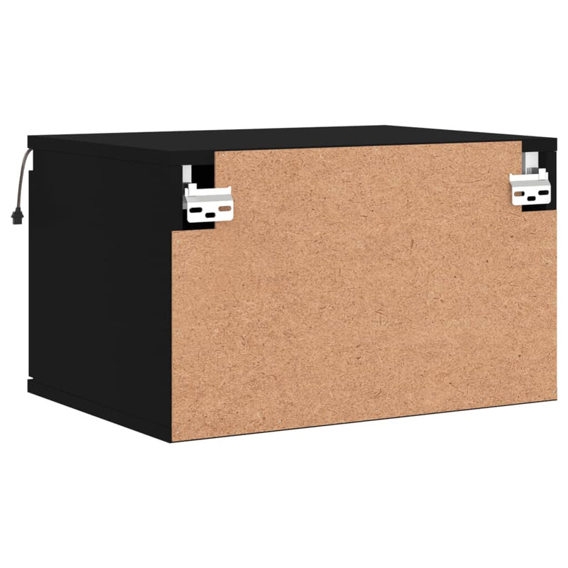 Wall-mounted Bedside Cabinet with LED Lights Black Payday Deals