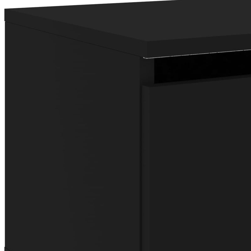 Wall-mounted Bedside Cabinet with LED Lights Black Payday Deals