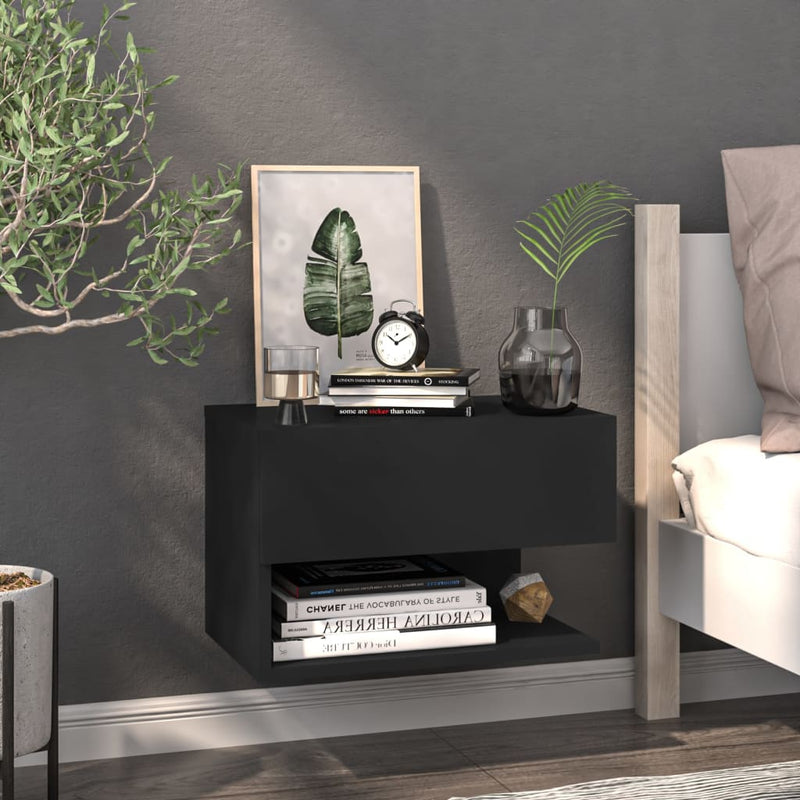 Wall-mounted Bedside Cabinets 2 pcs Black Payday Deals