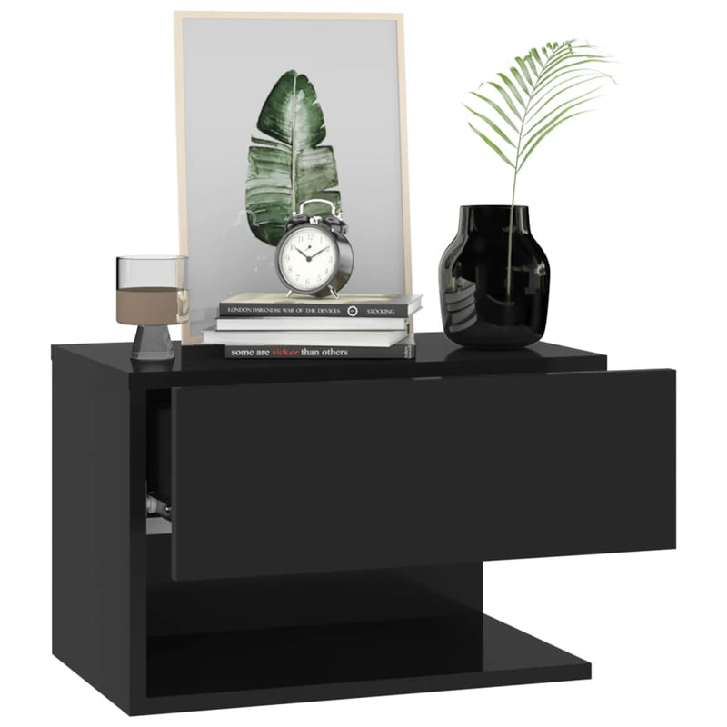 Wall-mounted Bedside Cabinets 2 pcs Black Payday Deals