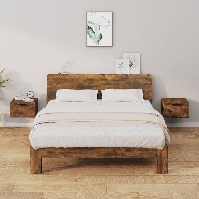 Wall-mounted Bedside Cabinets 2 pcs Smoked Oak 34x30x20 cm Payday Deals