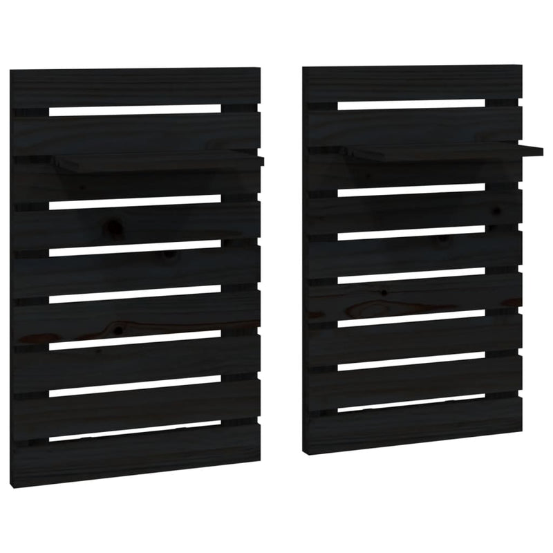 Wall-mounted Bedside Shelves 2 pcs Black Solid Wood Pine Payday Deals