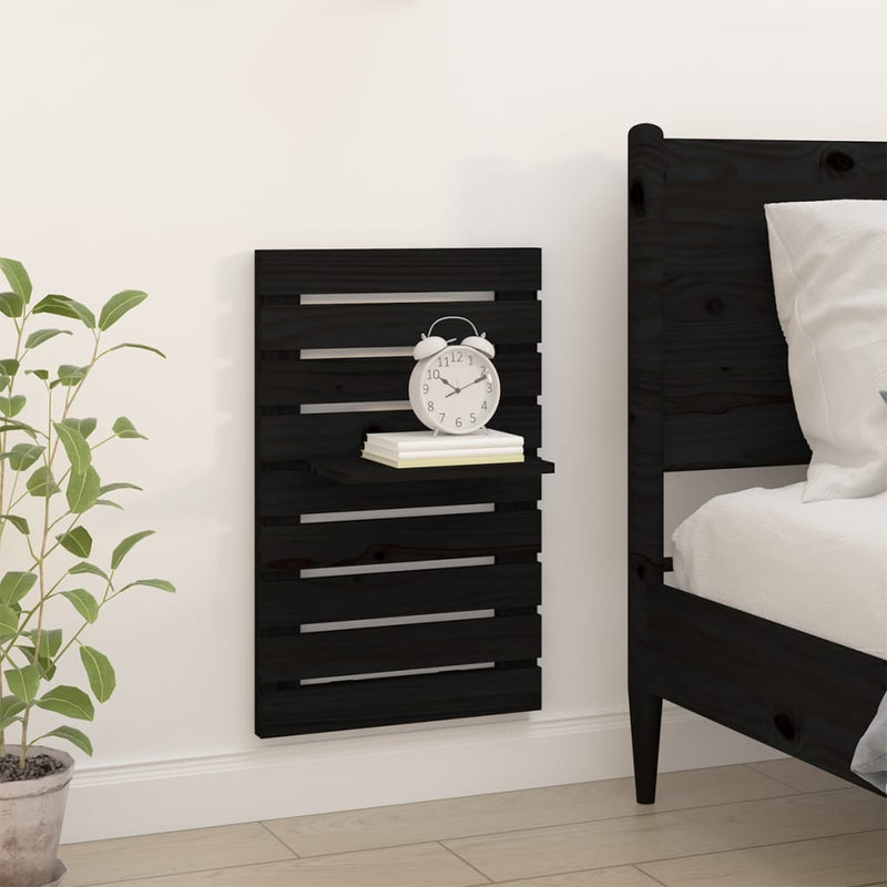 Wall-mounted Bedside Shelves 2 pcs Black Solid Wood Pine Payday Deals