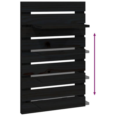 Wall-mounted Bedside Shelves 2 pcs Black Solid Wood Pine Payday Deals