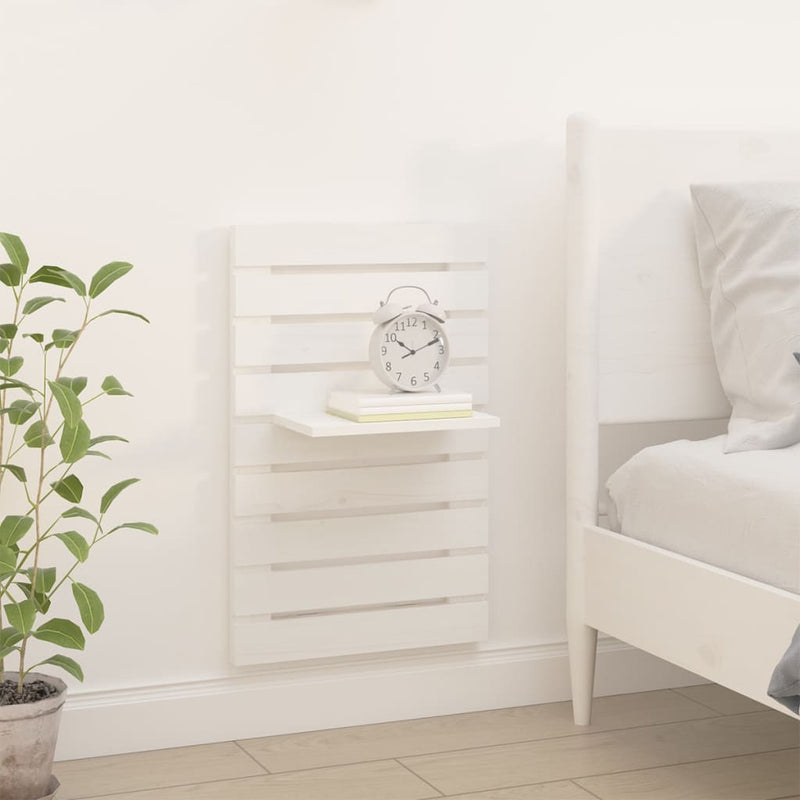 Wall-mounted Bedside Shelves 2 pcs White Solid Wood Pine Payday Deals
